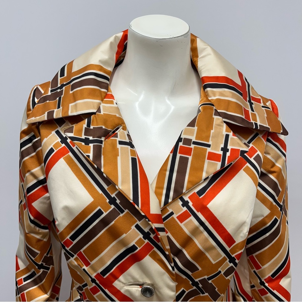 ❤️SOLD❤️ Vintage 1960's Count Romi Coat Neiman Marcus Mod Printed With Belt 6 8 - Picture 7 of 8